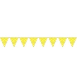 Banderín Triangulo Plástico Color  Amarillo Lunar Blanco (5 Mts)
