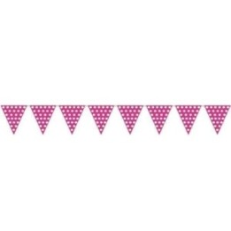 Banderín Triangulo Plástico Color  Rosa Lunar Blanco (5 Mts)