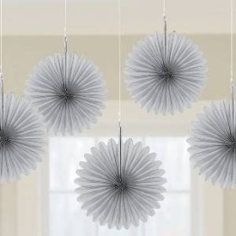 Farolillos Abanico color Plata (5 de 15,2 cm)