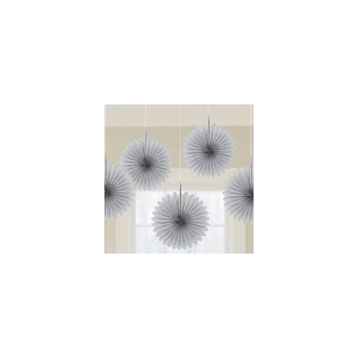 Farolillos Abanico color Plata (5 de 15,2 cm)