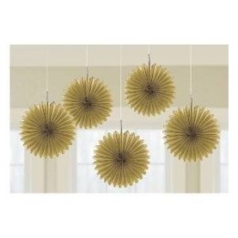 Farolillos Abanico color oro (5 de 15,2 cm)