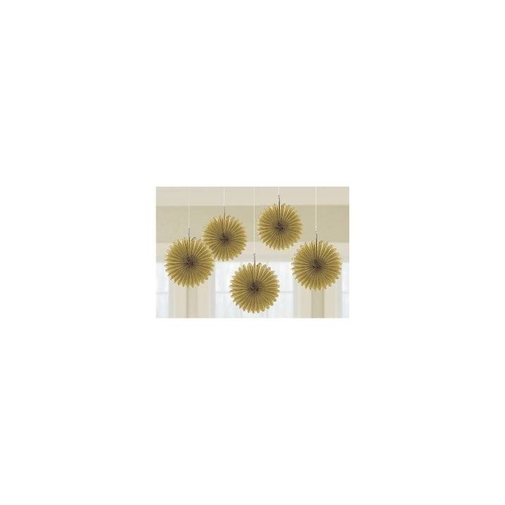 Farolillos Abanico color oro (5 de 15,2 cm)