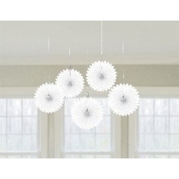 Farolillos Abanico color Blanco (5 de 15,2 cm)