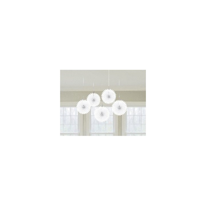 Farolillos Abanico color Blanco (5 de 15,2 cm)