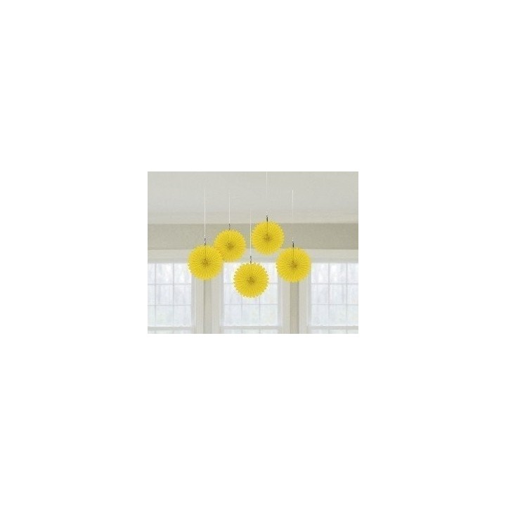 Farolillos Abanico color Amarillo (5 de 15,2 cm)