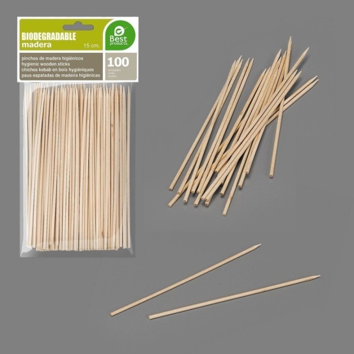 Pinchos Higiénicos de Madera de 150X2 mm (100ud)