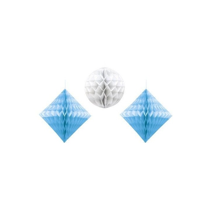 Faroles Nido de abeja con Rombo y esfera Azul y Blanco (3)