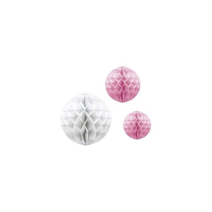 Faroles Nido de abeja esferas Rosa y Blanco (3)